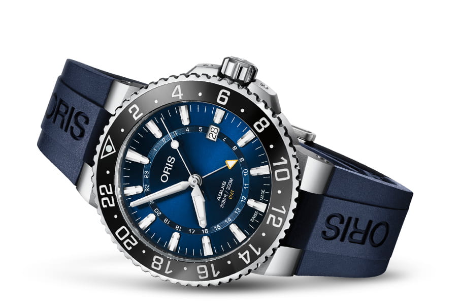 Oris Oris Aquis Gmt Date 01 798 7754 4135-07 4 24 65EB , наручные мужские часы фото под углом